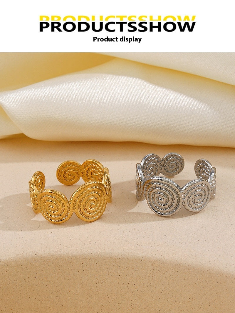 Round Titanium Steel Ring Female Adjustable Opening Stainless Steel Spiral