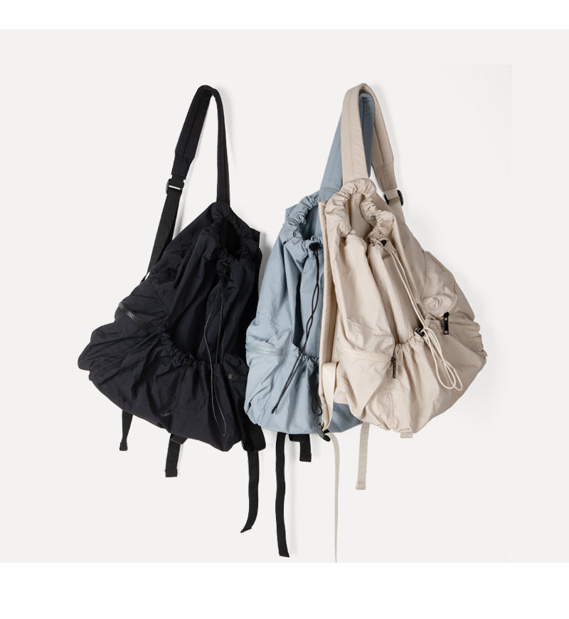 Cartable d'étudiant de grande capacité en toile de Nylon plissée polyvalente décontractée