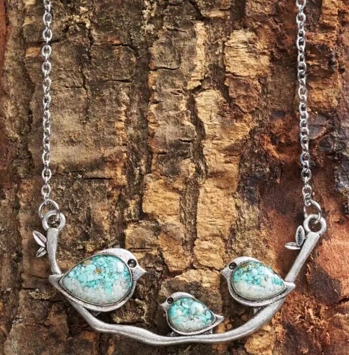 Collier autocollant rétro oiseau moineau bleu ciel, pendentif Simple et élégant