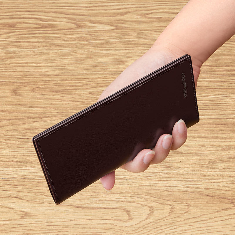 Cartera de piel de vaca con abrazadera para tarjetas de primera capa Simplicity para hombre