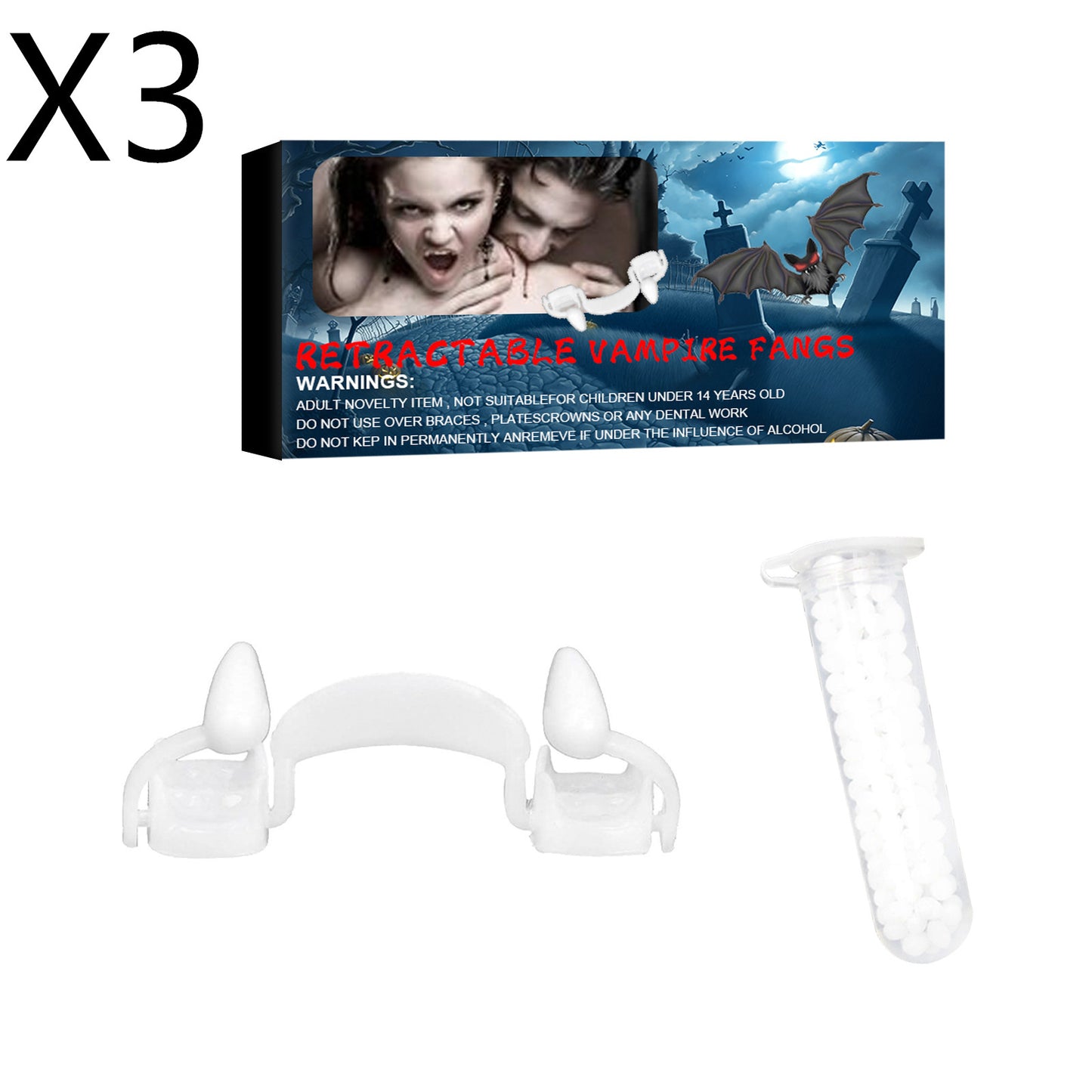 Dentier de Vampire rétractable pour Halloween, fausses petites dents de tigre, décorations de Cosplay DIY pour fête d'halloween