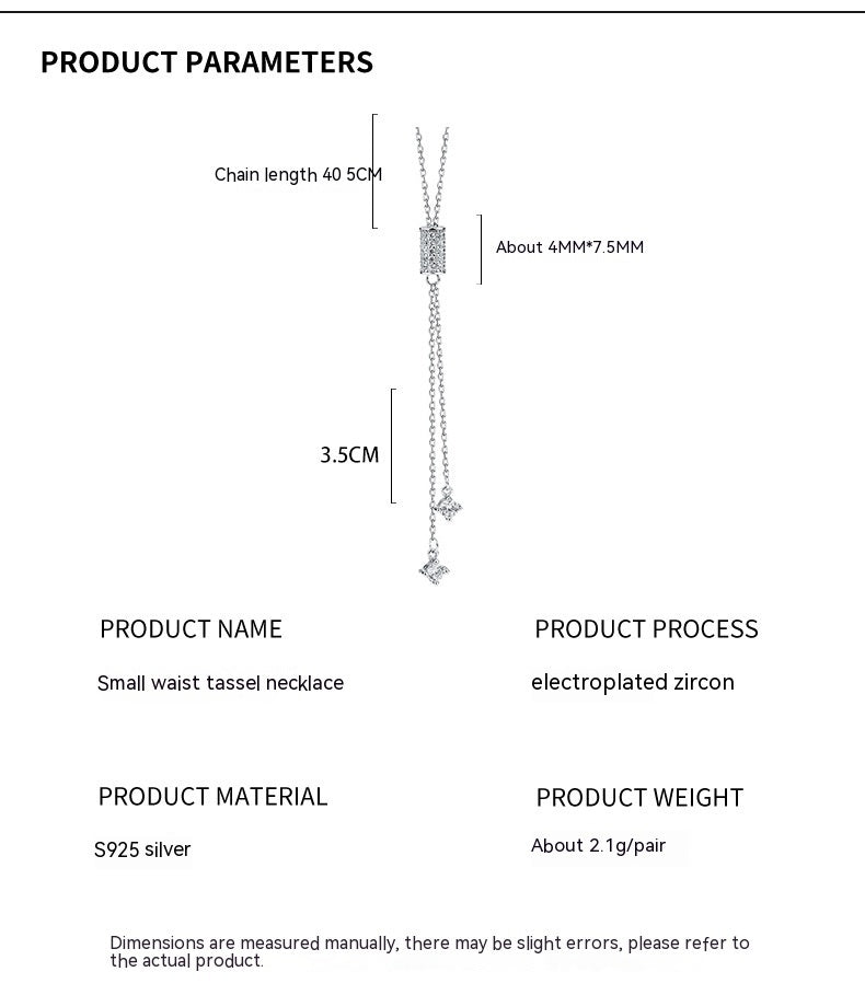 S925 Sterling Silver Diamond-studded Necklace Female Simple Sweater Chain