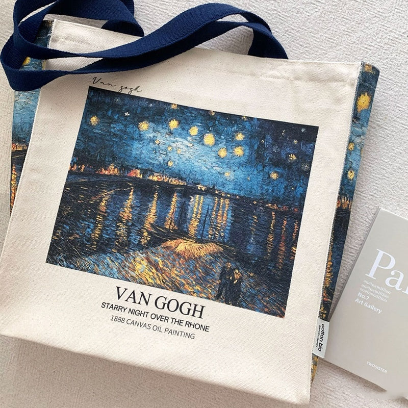 Van Gogh Museum Starry Sky On The Rhona River Zip Canvas Bag