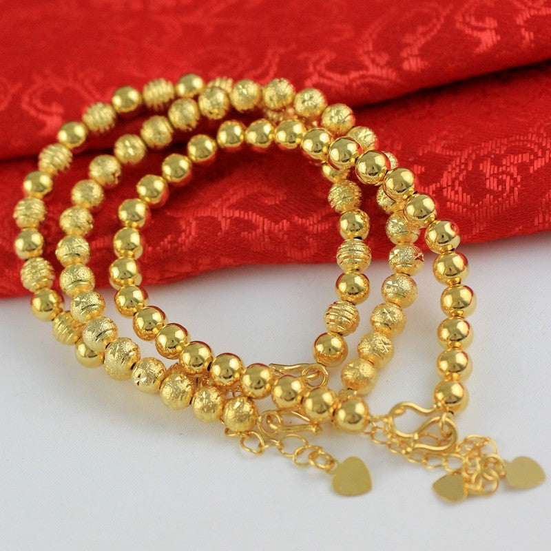 Ethnic Style Vietnam Sand Lucky Beads Bracelet 24k Copper Plating Yellow Gold Girl Bracelet