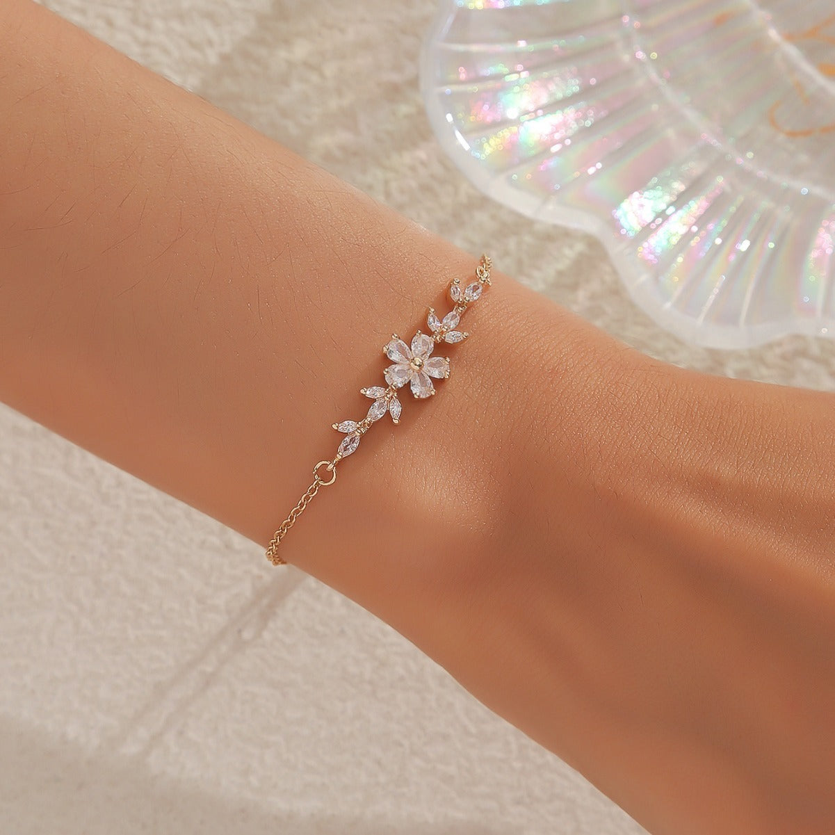 Diamond Flower Leaf Bracelet Niche Temperament Simple