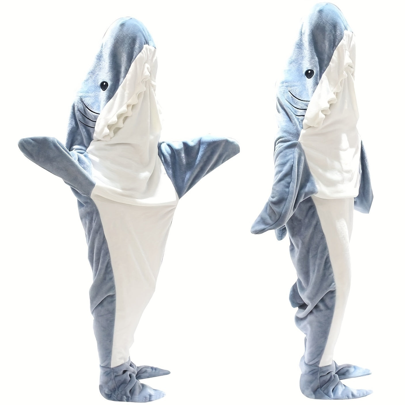 Couverture de requin pour adultes, couverture de requin à capuche, couverture de requin en flanelle super douce et confortable, sac de couchage pour costume de cosplay pour garçons et filles pour la nuit