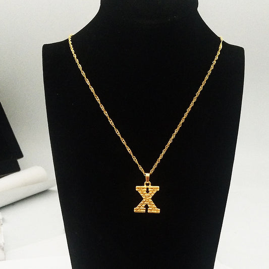 26 English Capital Letter Pendant Gold Plated 18K Environmental Protection Necklace