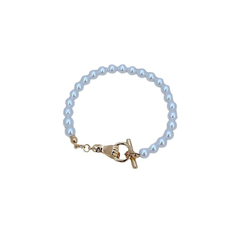 Special-interest Design Handle TO Buckle Clavicle Chain Exquisite Temperament Pearl Bracelet Necklace