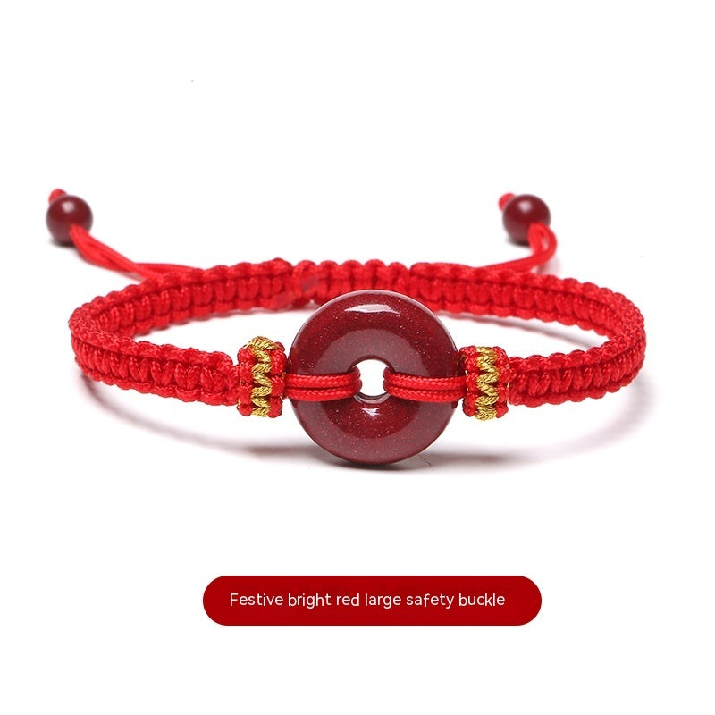 Women's Fashion Birth Year Cinnabar Peace Buckle Red Rope Bracelet
