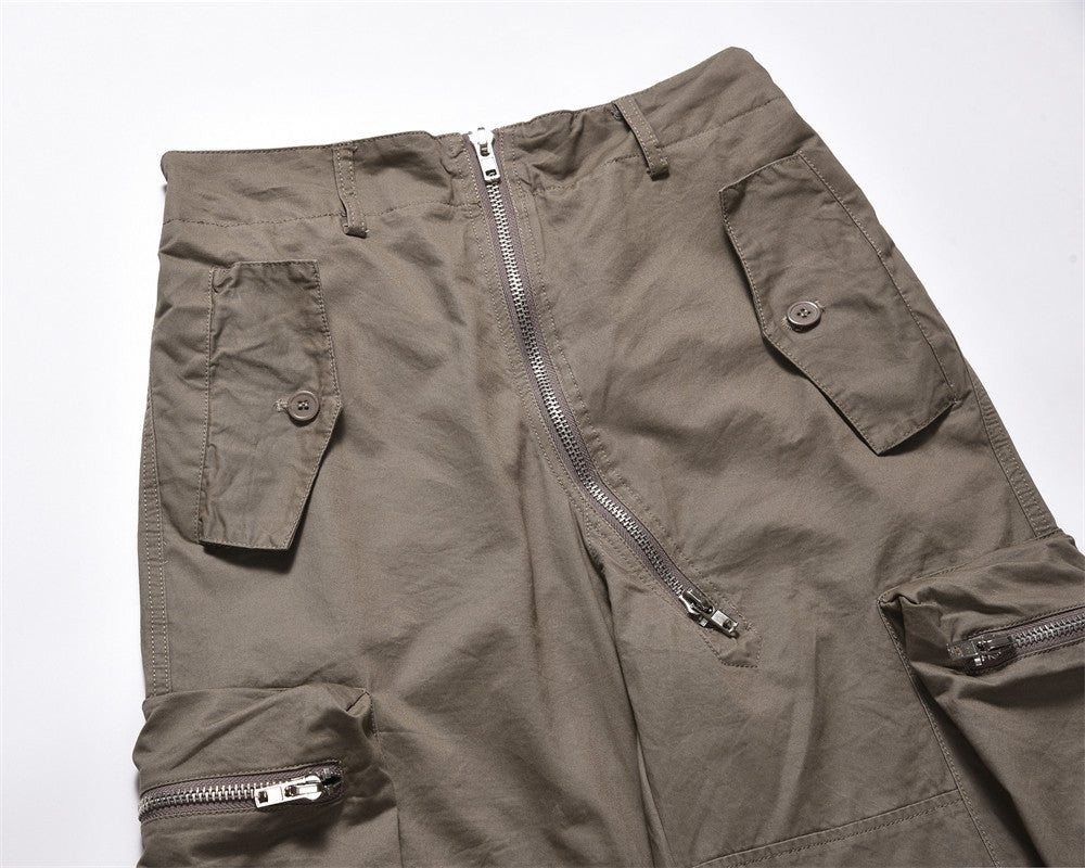 Men's Fashionable Pleated Design Irregular Niche Personality Straight Pants