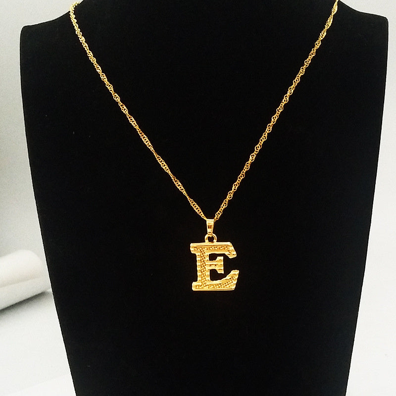 26 English Capital Letter Pendant Gold Plated 18K Environmental Protection Necklace