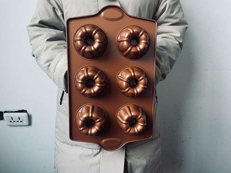 Mini cacerola de tubo estriado original - Sartén antiadherente de 6 cavidades libre de tóxicos - Recubrimiento orgánico premium respetuoso con el medio ambiente - Calidad duradera - Mini cacerola de tubo estriado