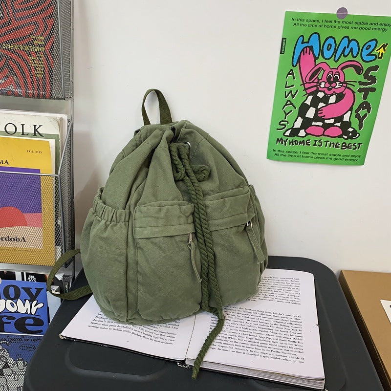 Sac à dos en toile avec cordon de serrage, sac de voyage Simple pour ordinateur de grande capacité