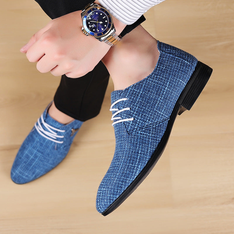Chaussures en toile de lin pointues respirantes en tissu grande taille pour hommes