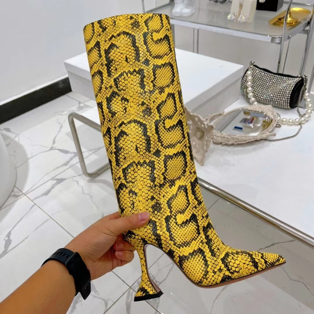 Catwalk Serpentine Side Zipper pointu talons hauts pour femmes