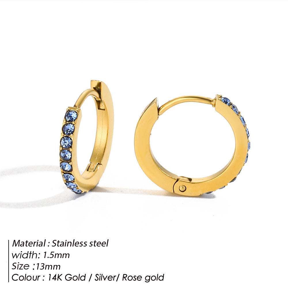 Simple Ins Colorful Zircon Earrings For Women