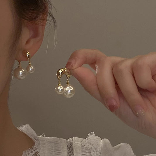 Boucles d'oreilles en perles pour femmes, rétro, faciles à assortir, simples et légères, de luxe