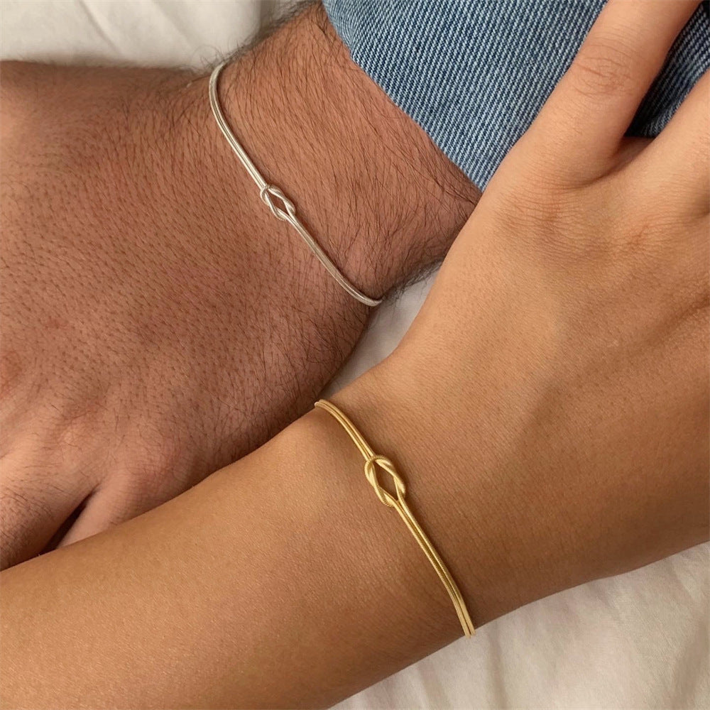 Collier chaîne serpent en acier inoxydable pour la saint-valentin, Bracelet noué à la main