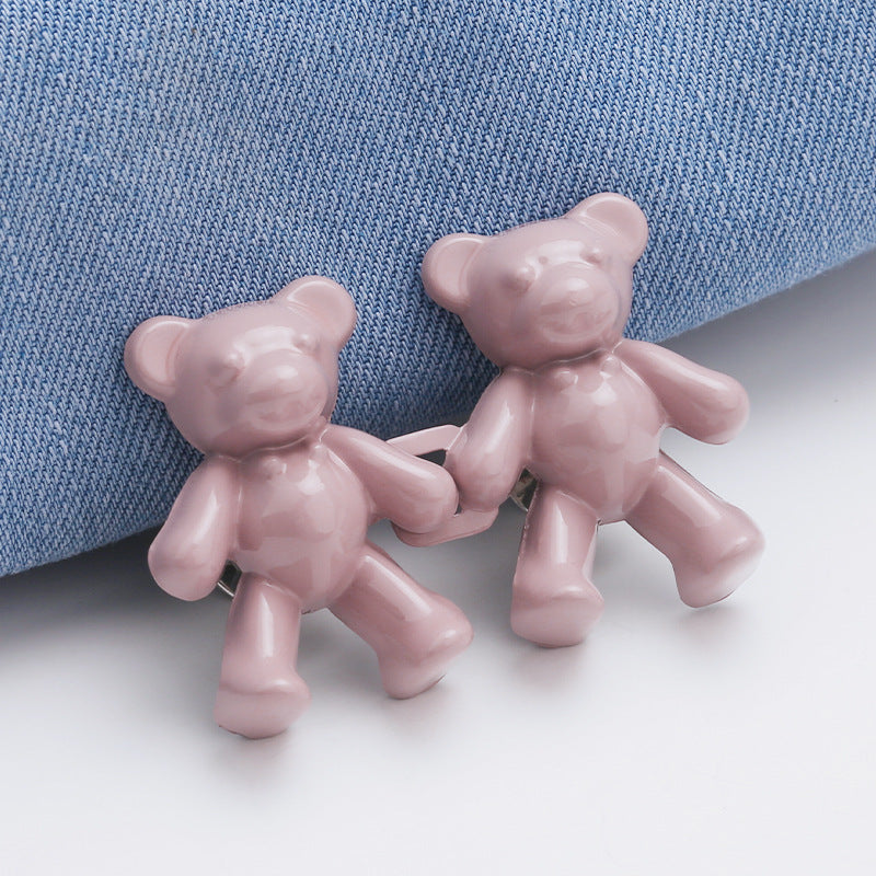 Broche ours mignon, Clip de taille, fermeture à pression en métal, épingles pour pantalons, bouton détachable, boucle sans couture, jean, réduire la taille, serrer la broche