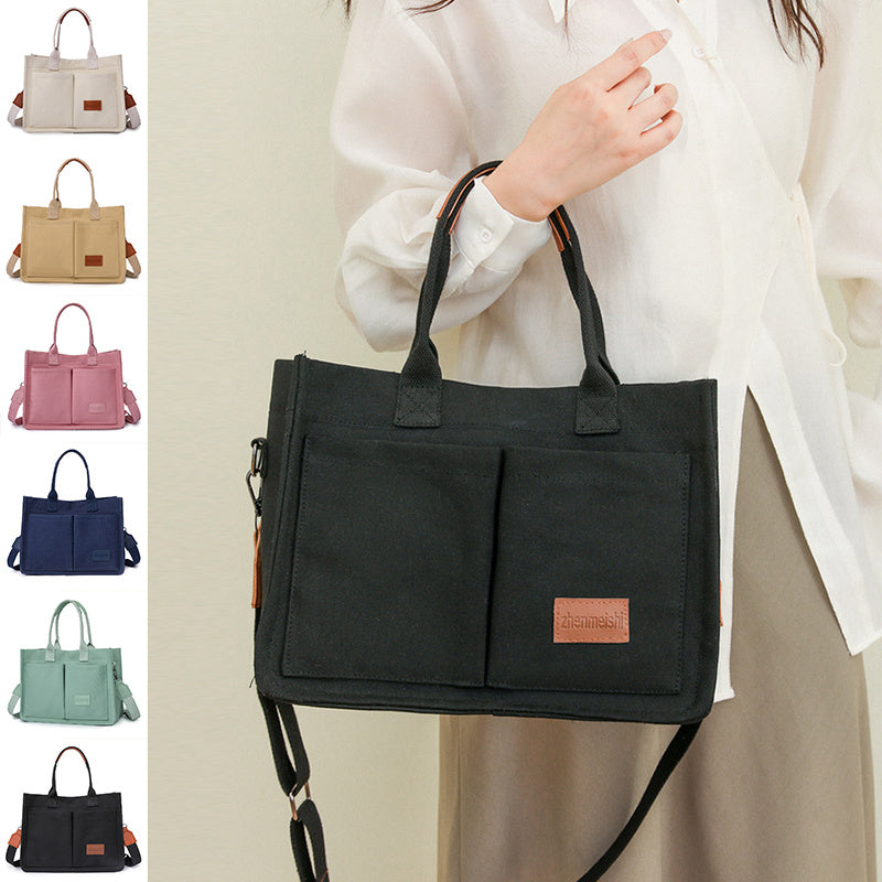 Sac à bandoulière en toile pour femmes, sacs à main multi-poches de grande capacité, sacs de shopping décontractés pour étudiants, nouvelle collection