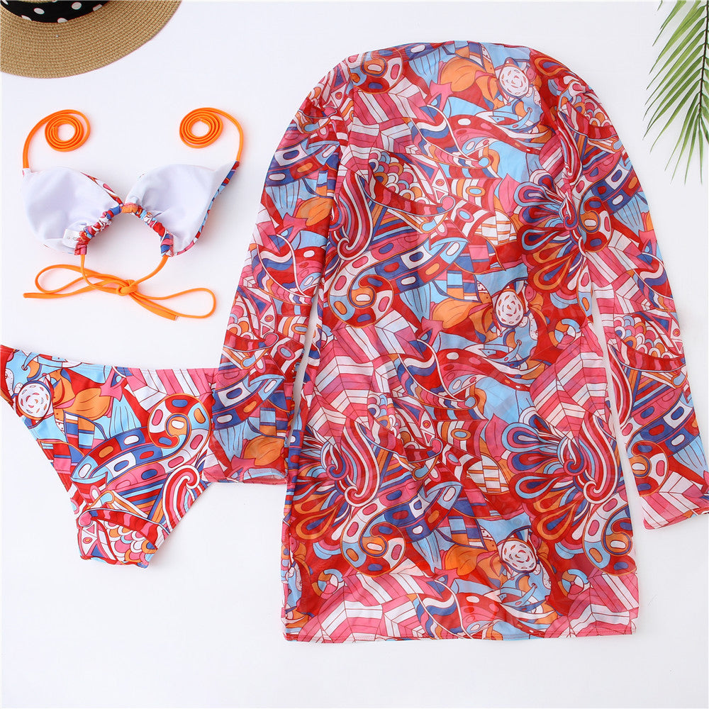 Bikini de malla de tres piezas para mujer