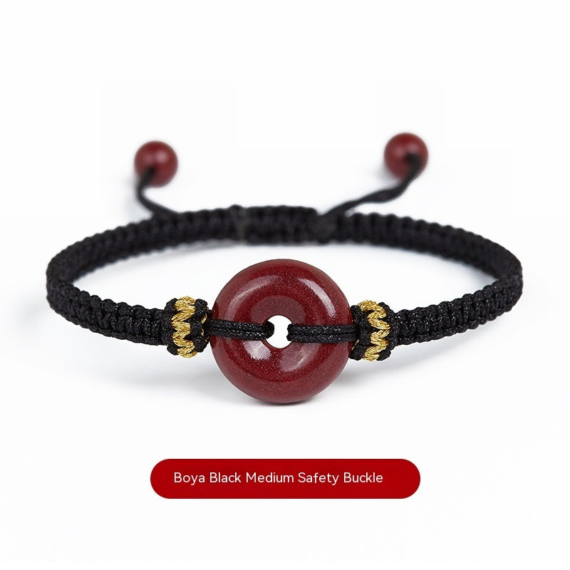 Women's Fashion Birth Year Cinnabar Peace Buckle Red Rope Bracelet