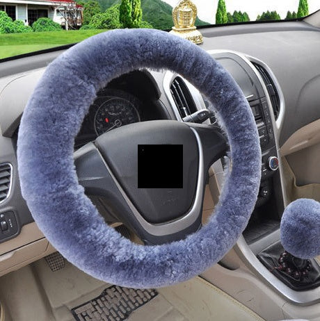 Housse de voiture en laine d'hiver, housse de volant en peluche