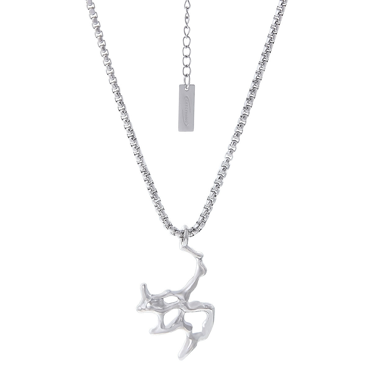 Pendentif en métal liquide C, collier en acier titane