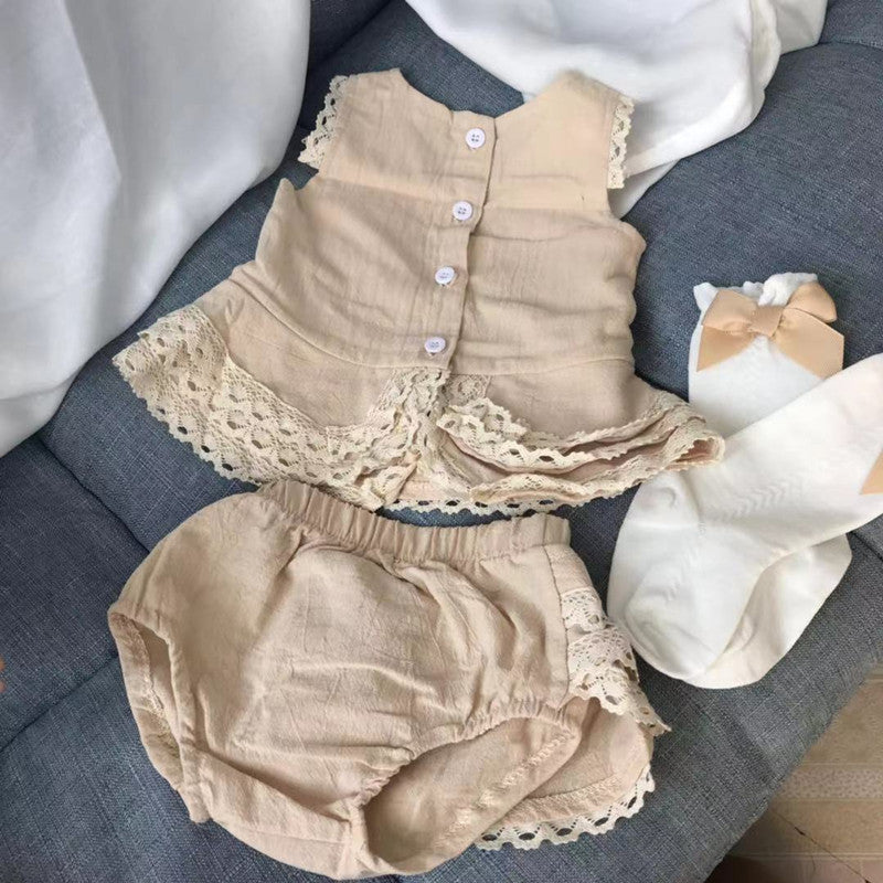 Jupe en dentelle sans manches pour bébé fille