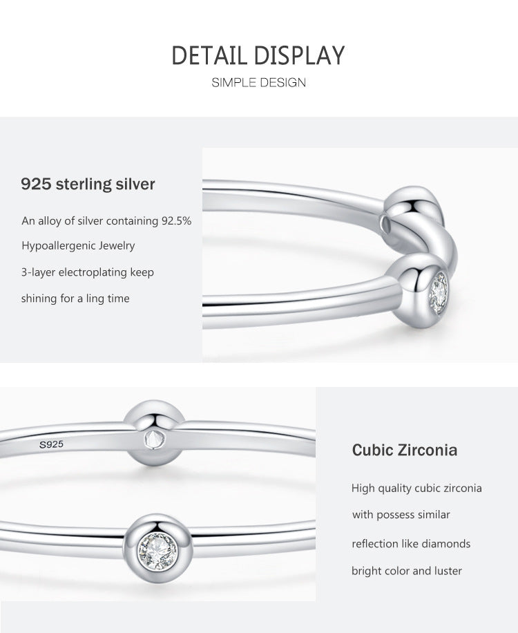 S925 Sterling Silver Simple Ring Female Japanese And Korean Niche