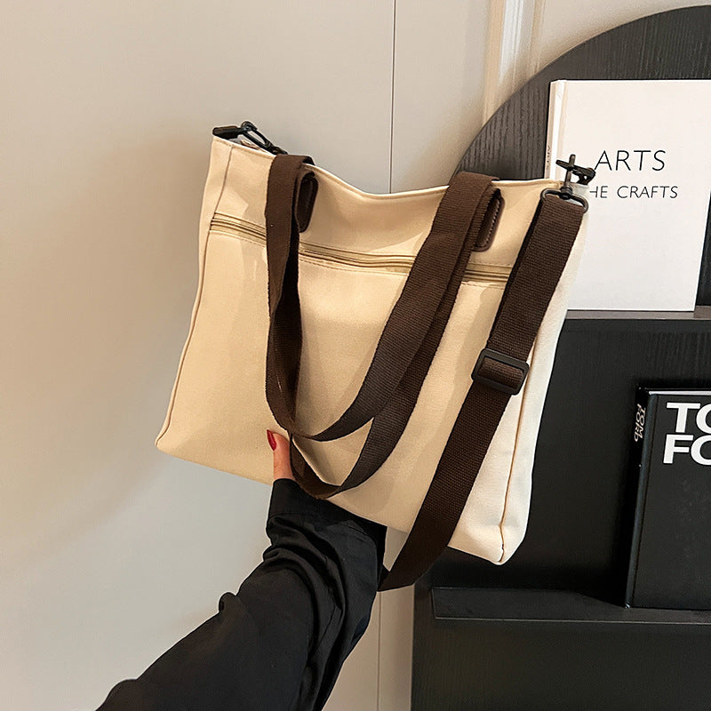 Sac à main en toile à bandoulière grande capacité