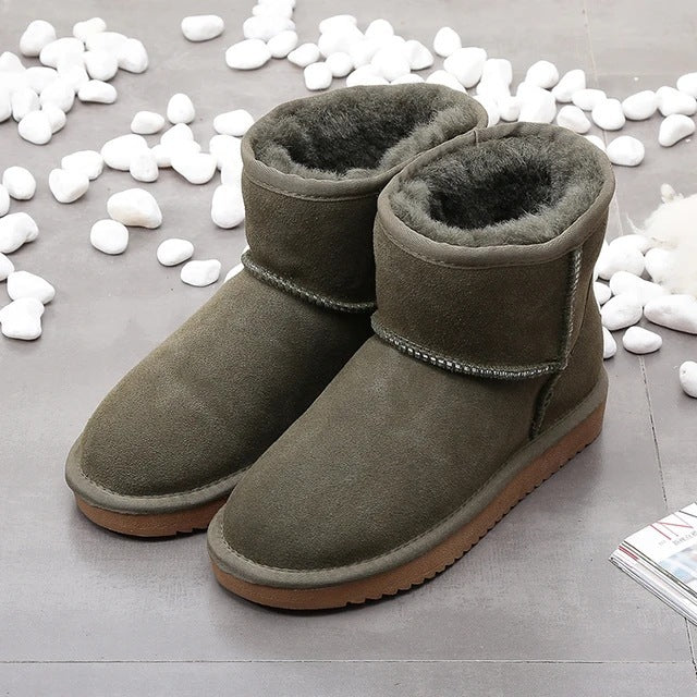 Botas de nieve de corte bajo Cuero Caucho Piel Moda Casual