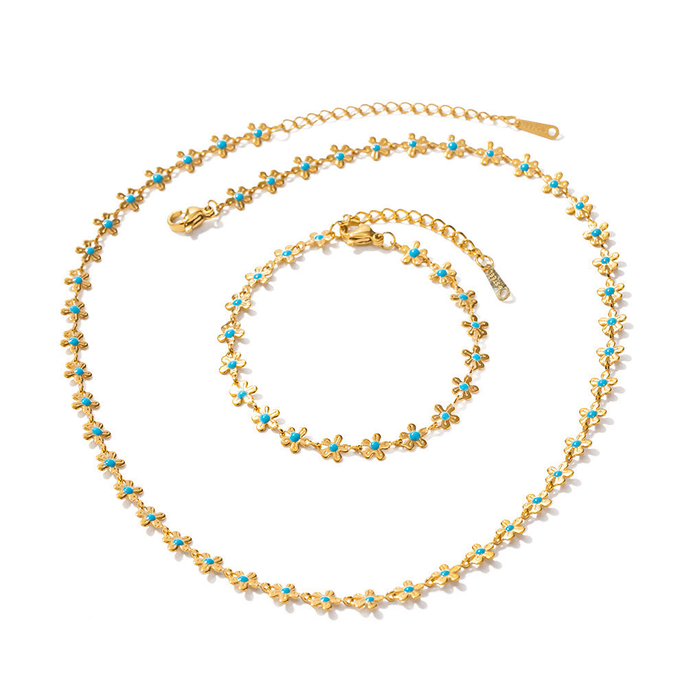 Collier et Bracelet à fleurs en glaçure, Style National pastoral, bijoux
