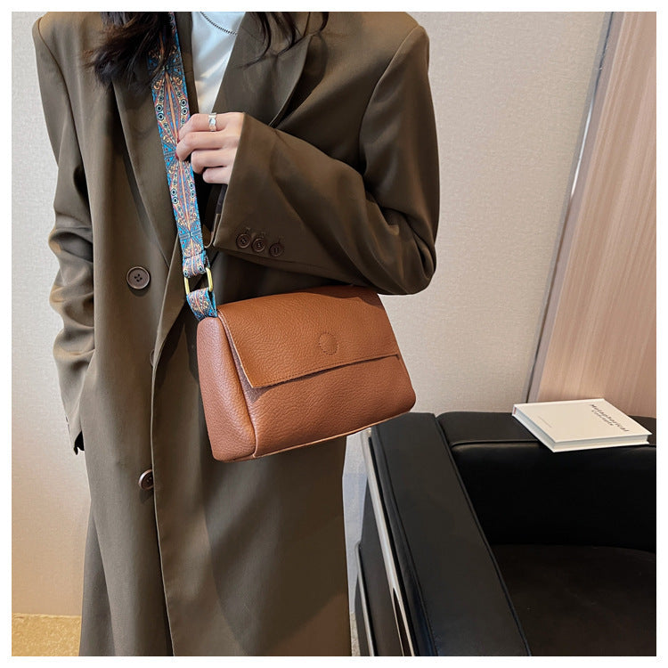 Retro Broadband Crossbody For Women's Minimalist Small Square Bag