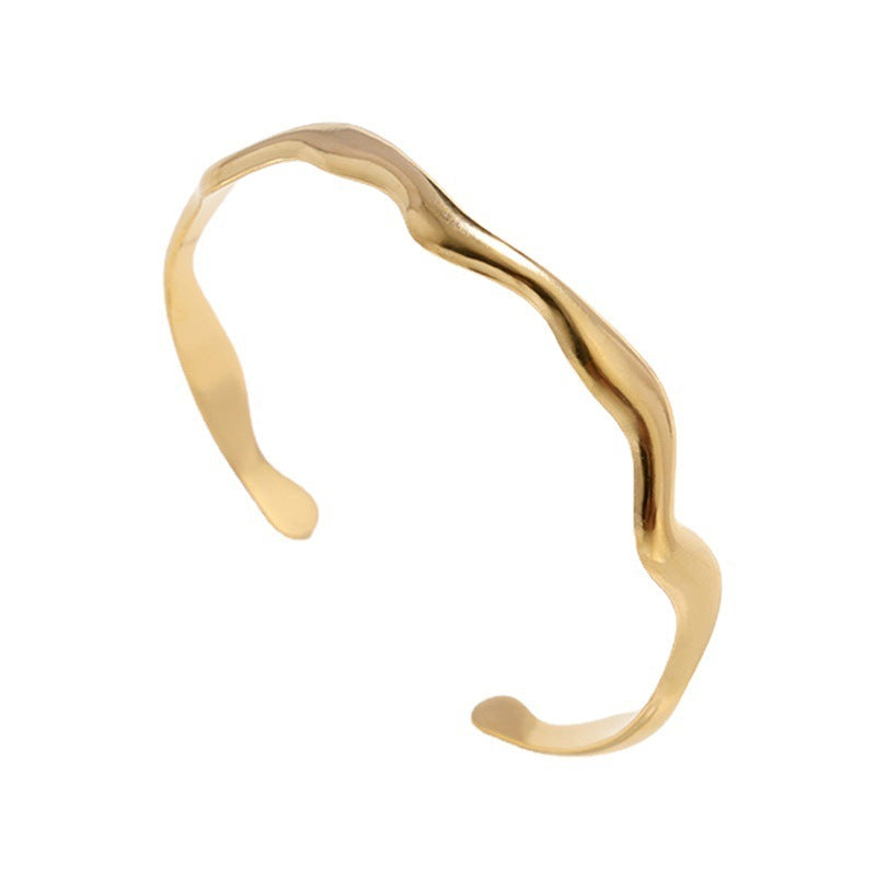 Cross-border Simple Titanium Steel Special-interest Design Wavy Stainless Steel Bracelet Fashion Ornament