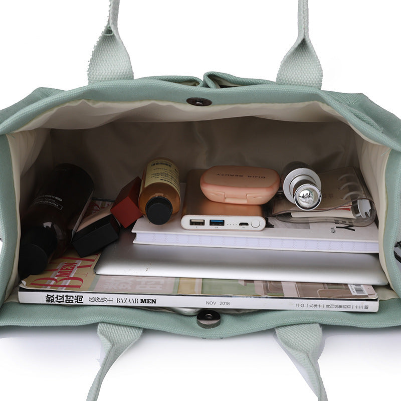 Sac à bandoulière en toile pour femmes, sacs à main multi-poches de grande capacité, sacs de shopping décontractés pour étudiants, nouvelle collection