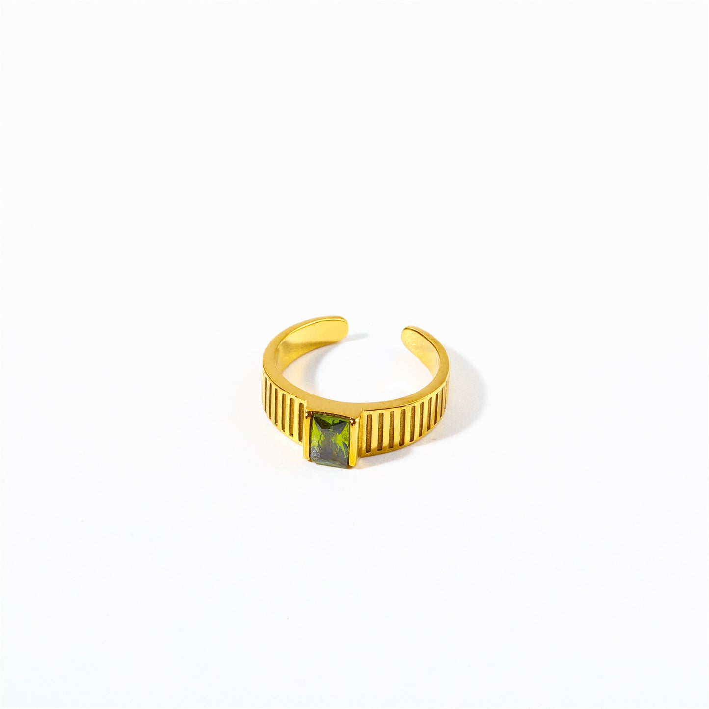12 Birthstones Stainless Steel Vintage Emerald Zircon Ring
