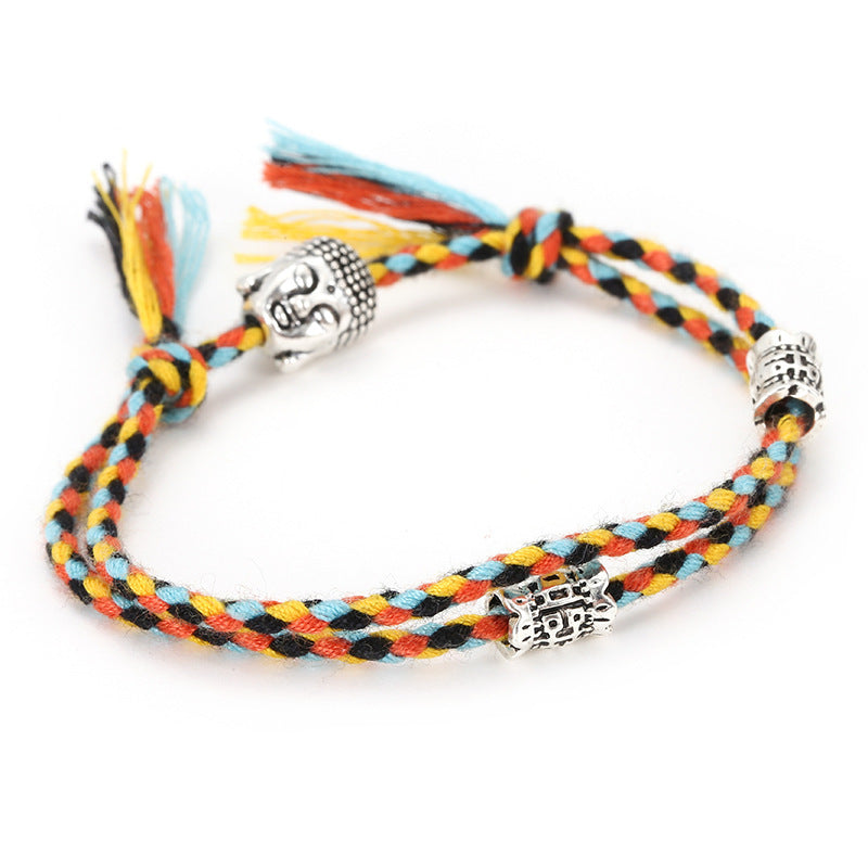 Buddha Head Cotton Rope Bracelet Men And Women