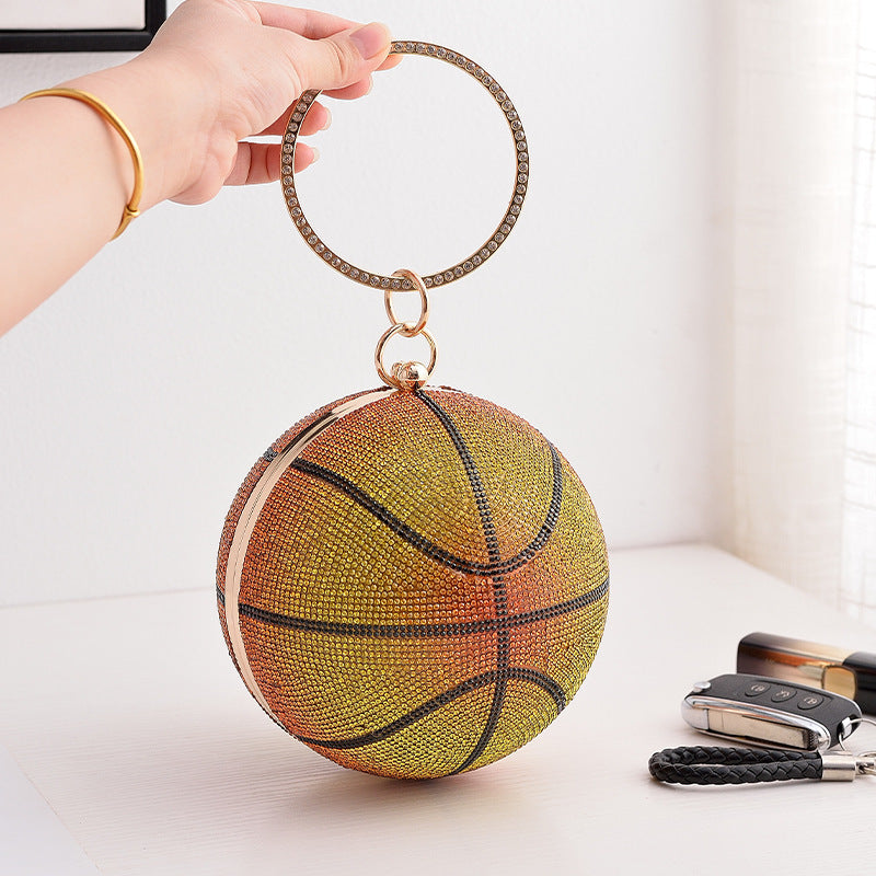 Sac de dîner de basket-ball coloré rond plein de diamants