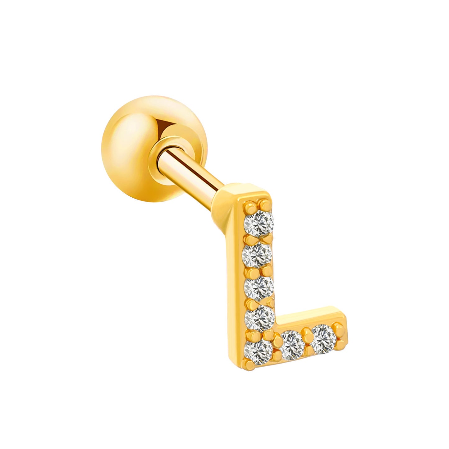 Inlaid Zircon 26 English Letters Ear Bone Stud Retro Personality Alloy Letter Thread Stud Earrings Ear Piercing
