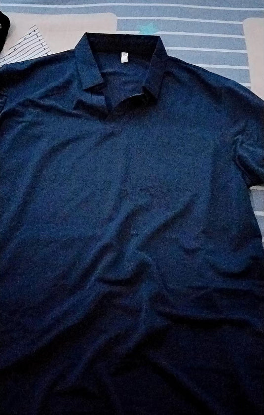 Scissors Collar T-shirt Men's Short Sleeve Solid Color Thin