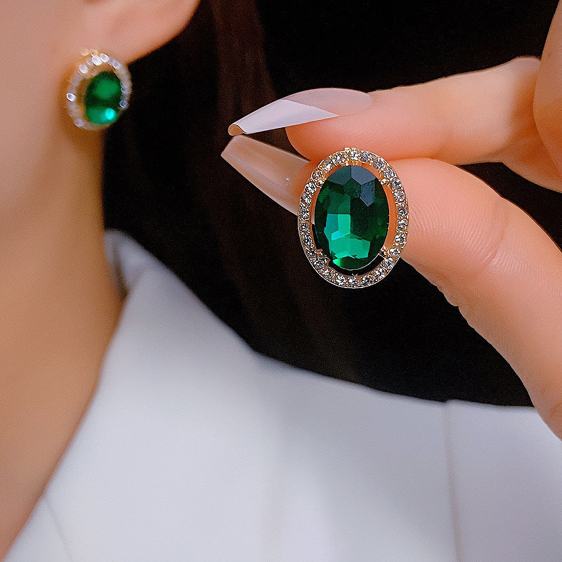 925 Silver Needle Water Diamond Retro Style Earrings