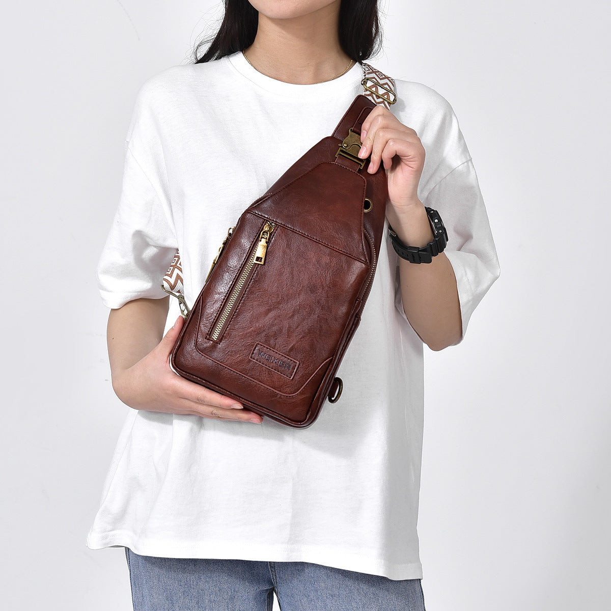 Sac messager à bandoulière rétro de grande capacité pour hommes