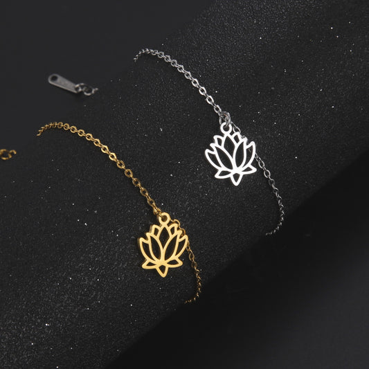 Women's Lotus Stainless Steel Bohemian Pendant Ankle Bracelet Beach Accessories