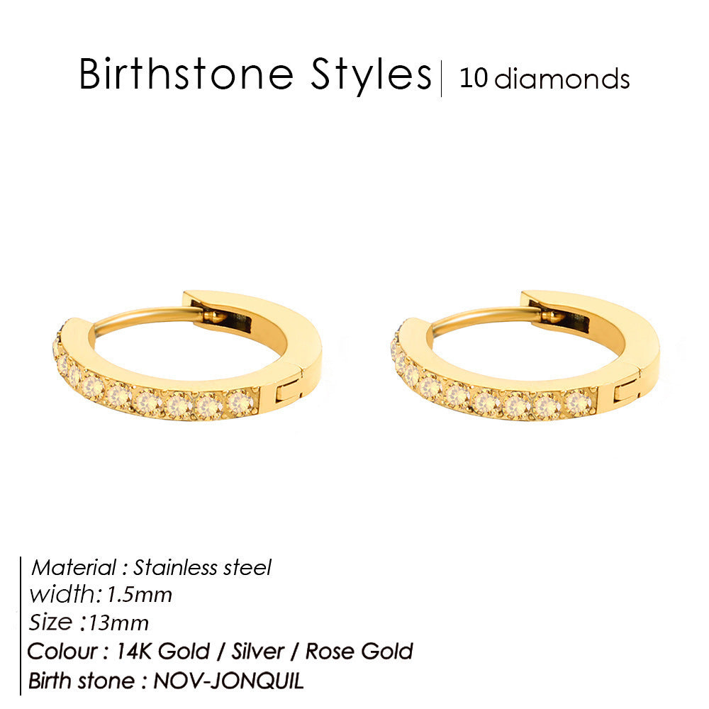 Simple Ins Colorful Zircon Earrings For Women