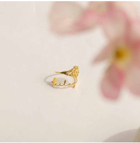 Anillo Flor Diciembre Plata S925 Cumpleaños