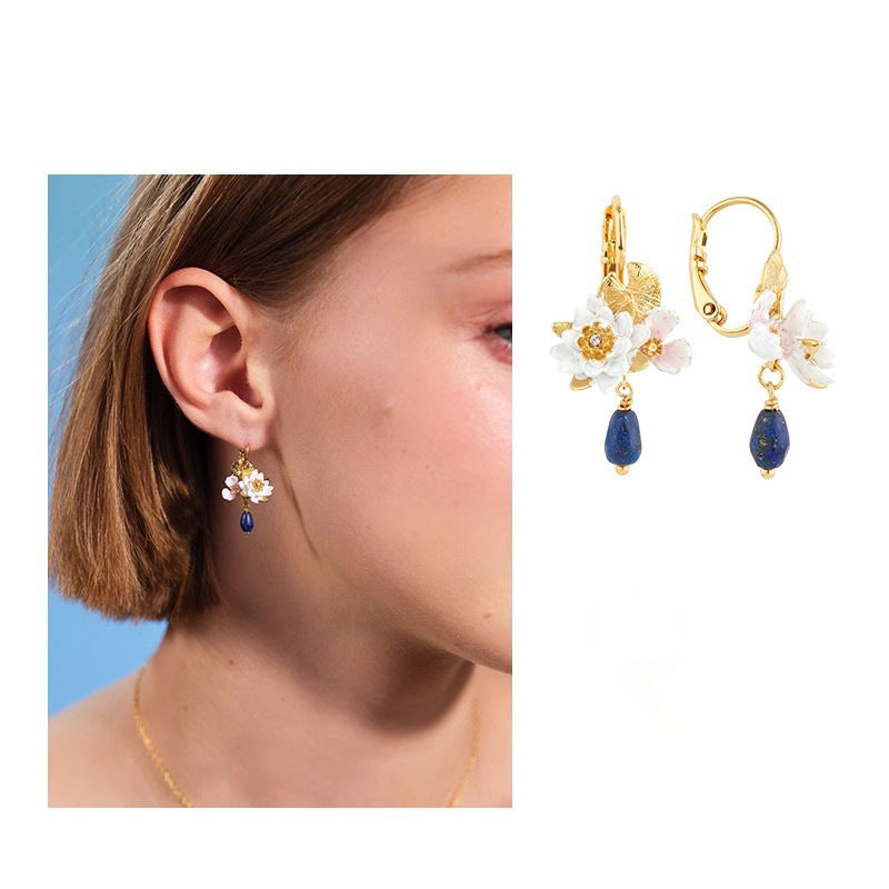 Pendientes Jardin Monet Vintage Esmaltados Flor Mujer