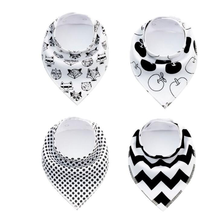 Lote de 4 Uds de Baberos con estampado de tela para eructar, Baberos triangulares con ondas de flecha y pañuelos de algodón para bebé, accesorios