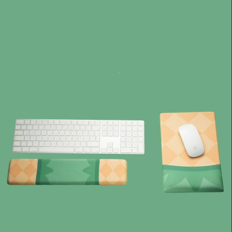 Tapis de souris de poignet de support de main de clavier de mousse de mémoire de fruit d'ananas
