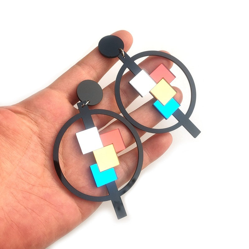 Round Color Mirror Acrylic Earrings